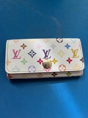 Louis Vuitton White Multicolor Monogram Snap Key and Card Wallet